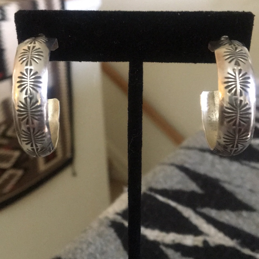 Southwest design sterling hoops